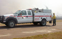 One of the many fully equipped emergency fire vehicles used during the controlled burn